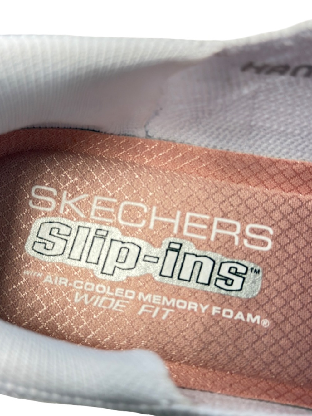 Skechers White Knit Lace-Up Slip-On Sneakers with Silver Trim - Picture 8 of 8